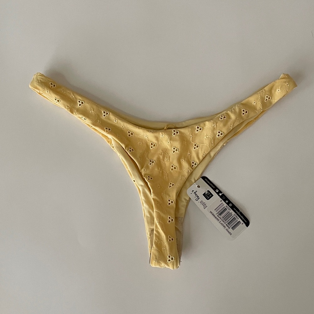 Dippin Daisys Seaport Thong Bikini Bottom Eyelet Yellow